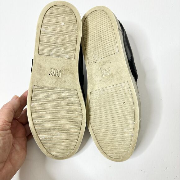 Frye Sneaker Women 7 1/2 M Black Ivy Braid Strap Leather Rubber Indie Athleisure - Picture 7 of 8